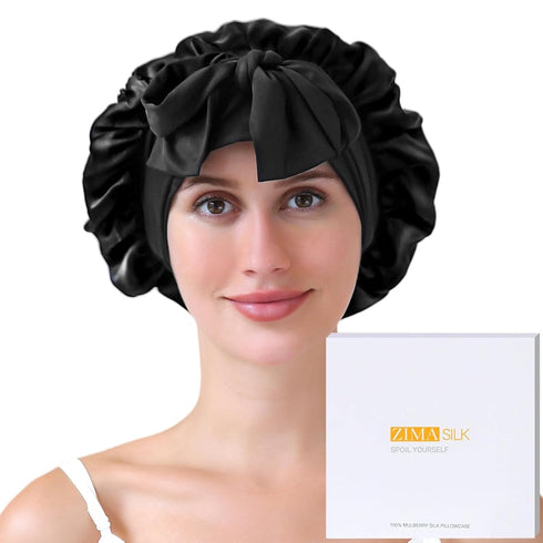 22 Momme Silk Sleep Cap with Ice Silk Band (T)